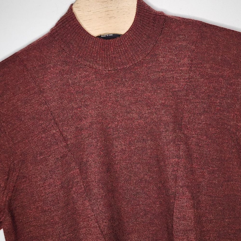 Toscano Men's Mock Neck Sweater 100%‎ Merino Wool Italy Made M Pullover
